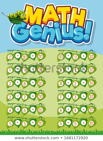 Foto stock: Worksheet Design For Math Genius With Adding To Ten