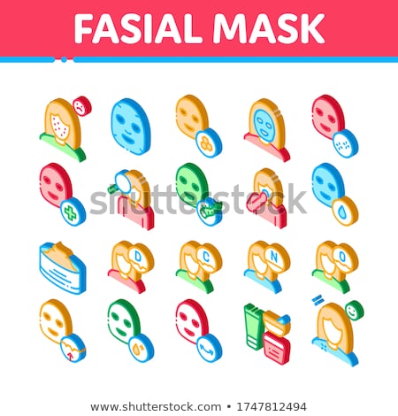 Facial Mask Healthcare Isometric Icons Set Vector Foto stock © pikepicture