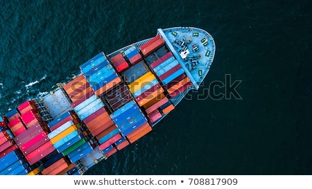 Stockfoto: Aerial View Of Cargo Ships At Port Terminal Hong Kong