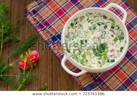 Stok fotoğraf: Cold Soup With Sour Milk And Fresh Herbs