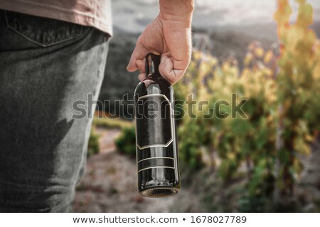 Foto stock: Waiter Holding Bottle Of Alcohol
