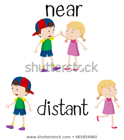 Foto stock: Opposite Words For Near And Distant