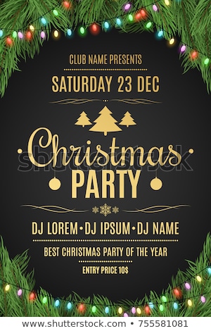 Foto d'archivio: Vector Merry Christmas Party Flyer Illustration With Holiday Typography Elements And Gold Ornamental