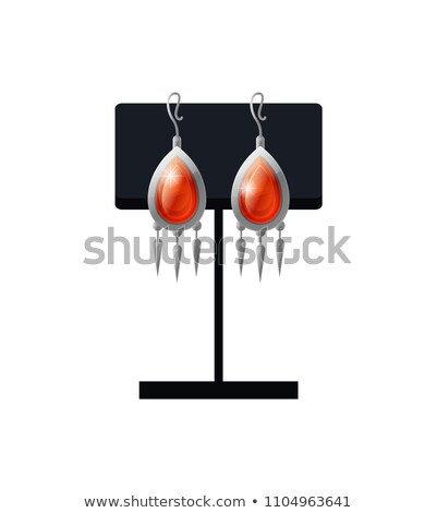 Imagine de stoc: Golden Earrings On Black Stand Vector Illustration