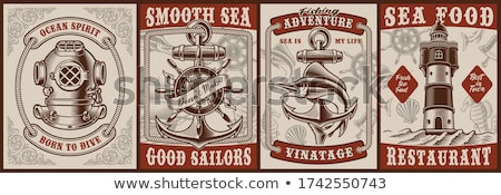 Stock photo: Color Vintage Diving Poster