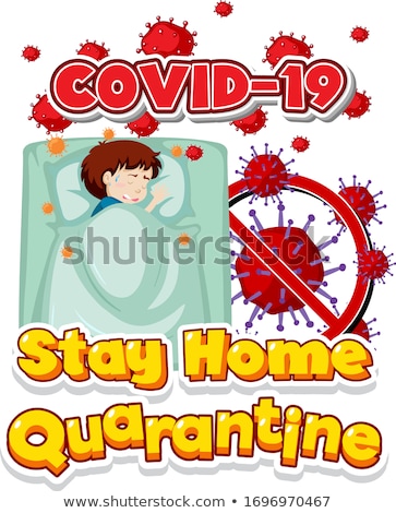 Stock fotó: Font Design For Word Stay Home With Sick Boy