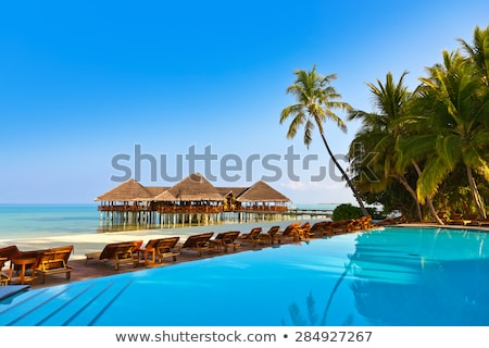 Stock fotó: Sunbed And Umbrella In The Maldives