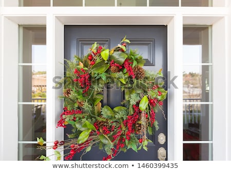 Stock foto: Traditional Xmas Wreath On Front Door