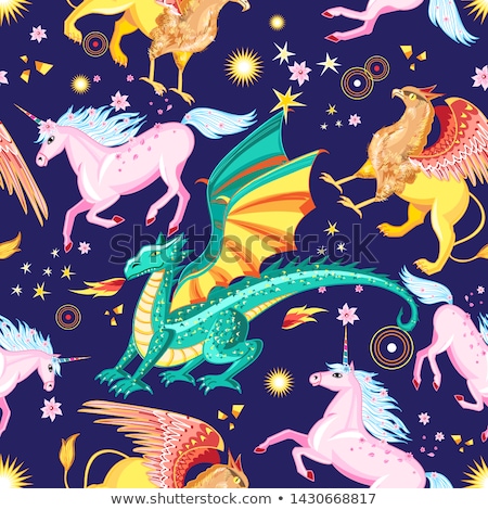 Stock photo: Mythical Creatures Tiles Background