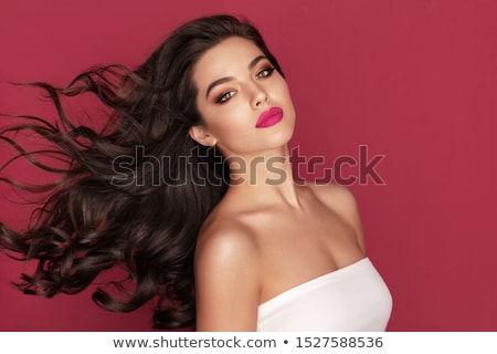 Stockfoto: Brown Hair Brown Eyes Flawless Face Natural Woman