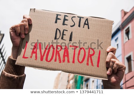 Man Showing A Signboard With The Text May Day Foto stock © nito