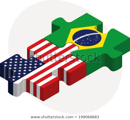 Stok fotoğraf: Brazil And Brazil Flags In Puzzle