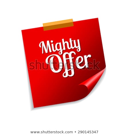 Stockfoto: Mighty Offer Red Sticky Notes Vector Icon Design