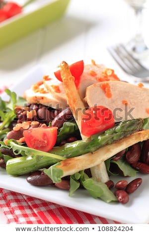 [[stock_photo]]: Chicken Breast Fillet With Lentil And Bean Salad