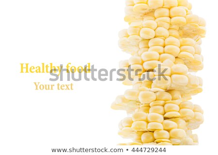 Foto stock: Pile Of Sliced Corn Cobs On A White Background Isolated Decorative Frame Macro Food Background