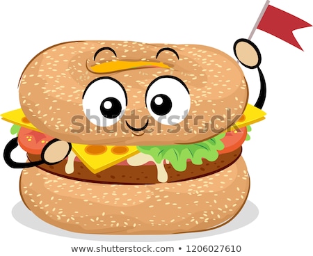 Foto stock: Mascot Food Bagel Burger Illustration