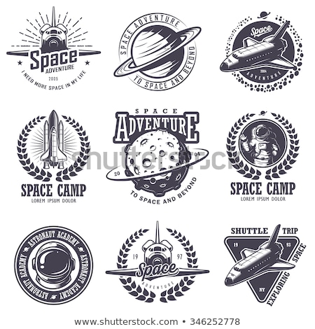 ストックフォト: Space Exploring Launch Rocket Monochrome Vector