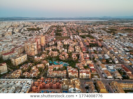 Foto stock: Aerial Photography Torrevieja Spanish Townscape During Sunset