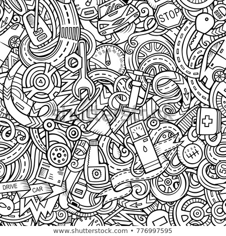 Сток-фото: Automotive Funny Hand Drawn Vector Doodles Illustration