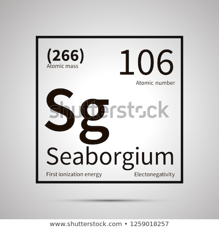 Stockfoto: Seaborgium Chemical Element With First Ionization Energy Atomic Mass And Electronegativity Values