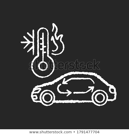 Stock photo: Car Air Conditioning Chalk White Icon On Black Background