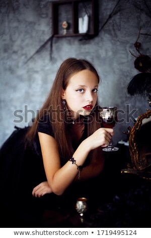 ストックフォト: Goth Female Drinking Wine