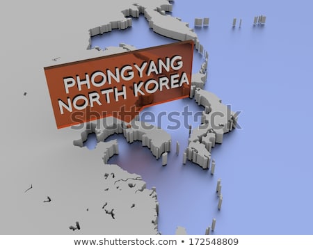 Stockfoto: 3d World Map Illustration - Phongyang North Korea