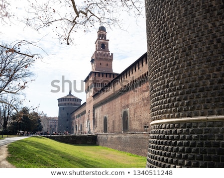 Stockfoto: The Outer Wall Of Castello Sforzesco Sforza Castle In Milan I