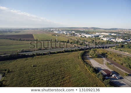 ストックフォト: Highly Detailed Aerial City View With Crossroads Roads Factori