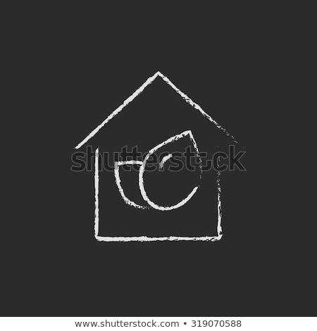 Сток-фото: Eco Friendly House Icon Drawn In Chalk