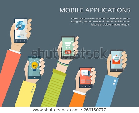 Stock foto: Business Technology Concept Hand Holding A Set Of Icons