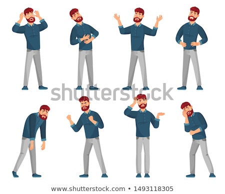 Stock fotó: Happy Young Man With Glasses And Casual Clothes Icons