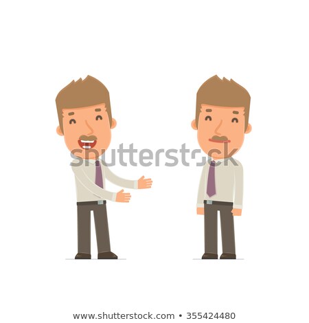 Stok fotoğraf: Funny Character Broker Introduces His Shy Friend