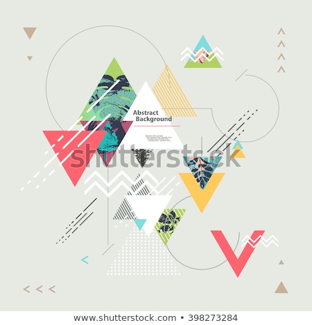 Foto stock: Flat Retro Color Geometric Triangle Background With Grunge Texture