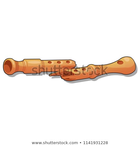 Foto stock: Broken Wooden Flute Isolated On White Background Vector Cartoon Close Up Illustration