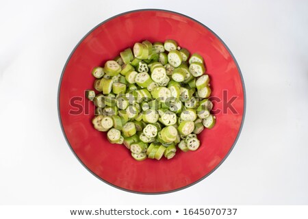 Foto stock: Red Okra Ochro Sliced Top View