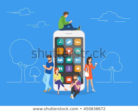 Stock fotó: Smartphone Addiction Concept Vector Illustration