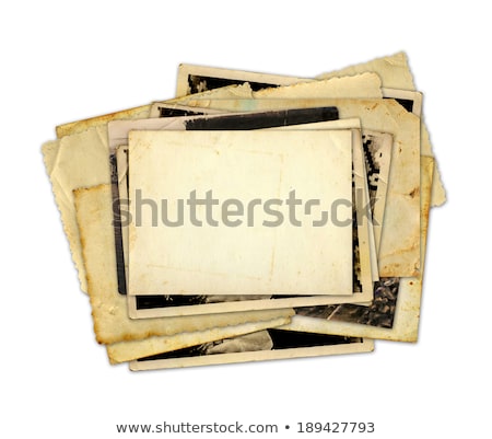 Foto stock: Old Archive With Letters Photos On The White Isolated Backgroun