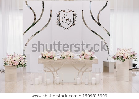 Stock fotó: Luxurious Wedding Presidium In White With Silver Elements