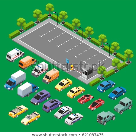 Stock foto: Parking Car Isometric Elements Icons Set Vector