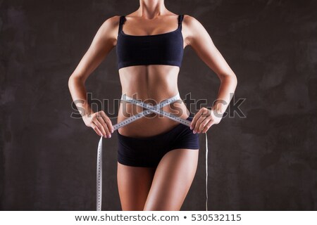 Fit Woman Measuring Her Waist Cropped Image Zdjęcia stock © Julenochek