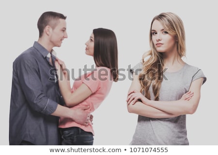 Stockfoto: Two Woman One Is Looking Happy And One Is Looking Sad