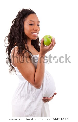 Stock photo: Pregnant African American Woman Eating An Apple
