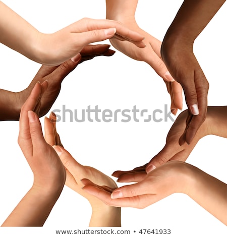 商業照片: Conceptual Symbol Of Multiracial Human Hands Making A Circle