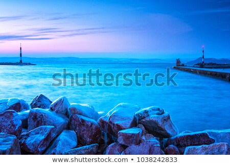 Foto stock: Beautiful Sunset Light On Winter Lake Balaton Hungary