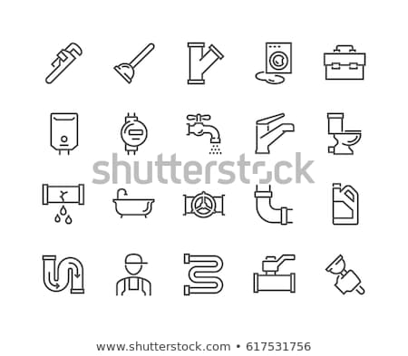 Stock photo: Pipe Wrenches And Plunger Line Icon