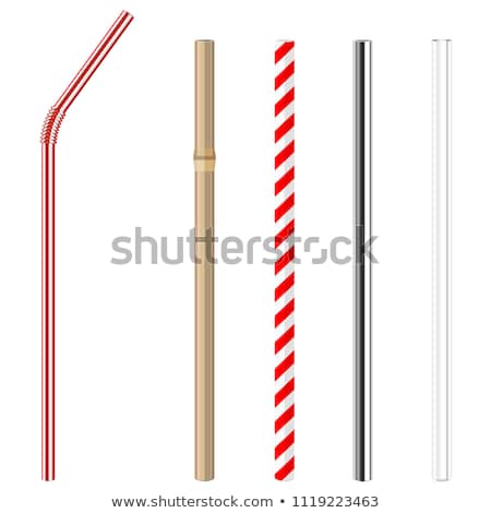 Stock photo: A Disposable Glass With A Straw