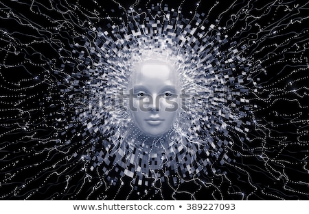 Foto stock: 3d Rendering Of A Female Robot Face