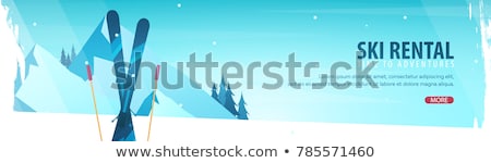 Stockfoto: Winter Sport Ski Rental Horizontal Banner Vector Illustration