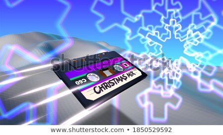 ストックフォト: Christmas Card With 80s Neon Snowflake